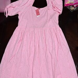 Simply Southern Pink Sundress with Puff Sleeves and Sweetheart Neckline